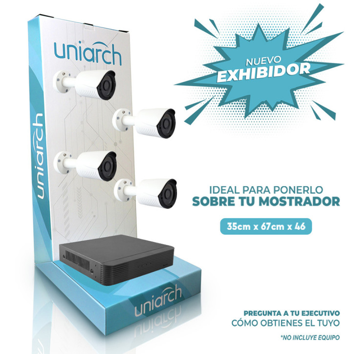 EXHIBIDOR UNIARCH 35 CM ANCHO, 67 CM ALTO Y 46 DE PROFUNDIDAD. MATERIAL CARTON