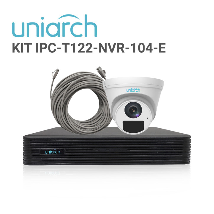 Kit de videovigilancia IP 4 cámaras 2MP tipo turret UNIARCH BY UNV KIT/ IPC-T122-NVR-104-E