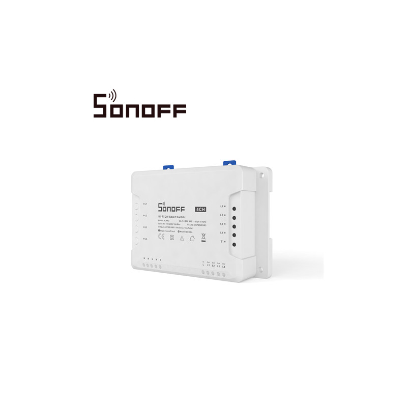 INTERRUPTOR INTELIGENTE CON 4 RELEVADORES NC/NO SONOFF 4CH PRO R3 WIFI 2.4 GHZ HASTA 10AMP POR CANAL 40 AMP TOTALES PARA SOLUCIO