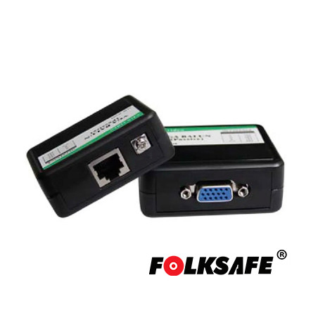 EXTENSOR DE VIDEO VGA, FOLKSAFE FS-6001P TRANSMISOR/RECEPTOR, SOPORTA HASTA 180MTS RESOLUCION DE 640 X 480(CHECAR TABLA DE RESOL