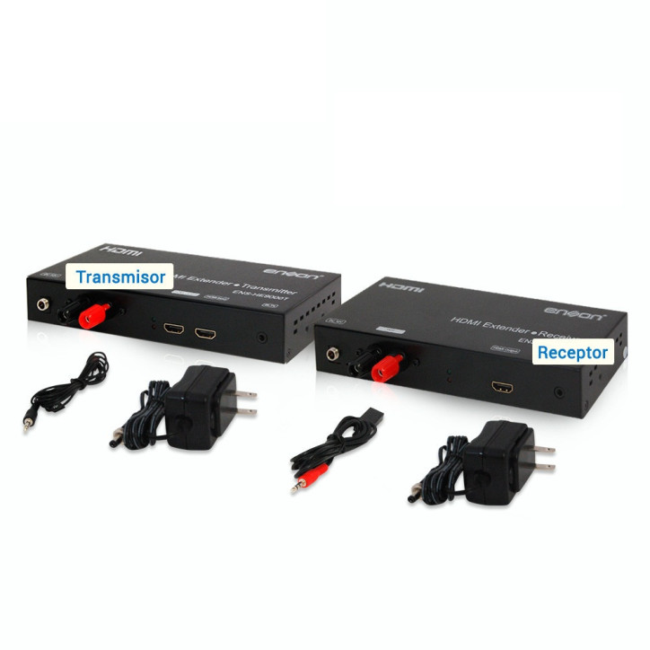 Kit de extensores HDMI Alcance hasta 500 Mts punto a punto Cascada hasta 3800m Resolución hasta 1080P ENSON