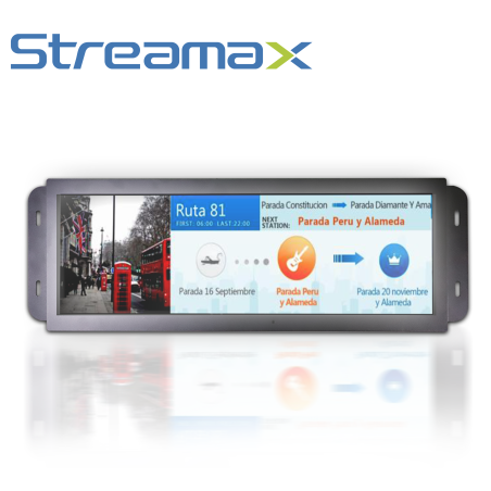 DISPLAY DE PASAJEROS PARA SOLUCION EN AUTOBUS STREAMAX ML16MAX-286 / 28.6 PULGADAS / CONECTOR DJ7031-6.3-21 / FIJACION EN TECHO 