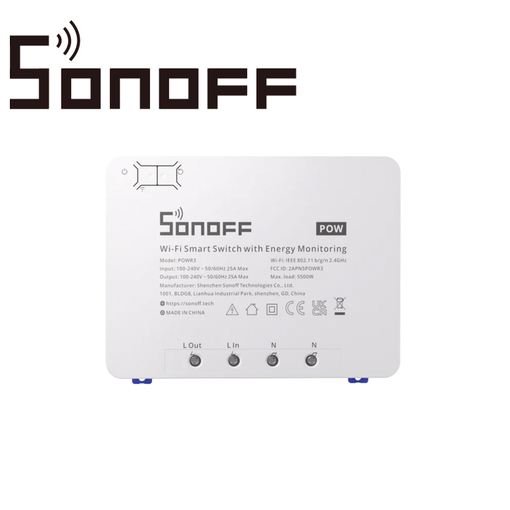 INTERRUPTOR INTELIGENTE ON/OFF DE POTENCIA SONOFF POWR3 / 1CH ON/OFF / MONITOREO Y CONTROL DE CONSUMO ELECTRICO / WIFI 2.4GHZ / 