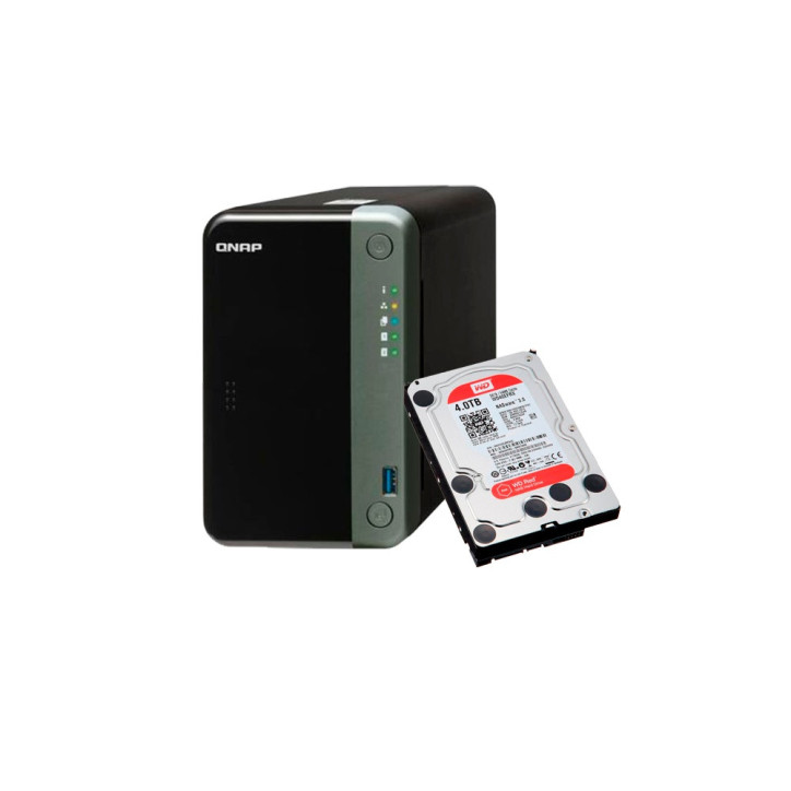 Kit de almacenamiento NAS Procesador Intel Celeron J4125 4 GB de RAM 2 bahías hot-swappable QNAP KIT ALMACENAMIENTO DE DATOS 4 Kit de almacenamiento NAS Procesador Intel Celeron J4125 4 GB de RAM 2 bahías hot-swappable QNAP KIT ALMACENAMIENTO DE DATOS 4