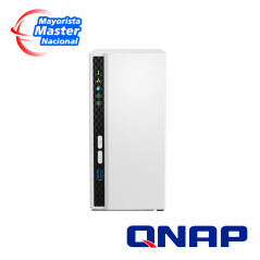 NAS QNAP TS-233-US / PROCESADOR ARM CORTEX-A55 / MEMORIA RAM 2GB / 2 BAHIAS FRONTALES SATA 3.5 PULGADAS Y 2.5 PULGADAS / 1 PUERT