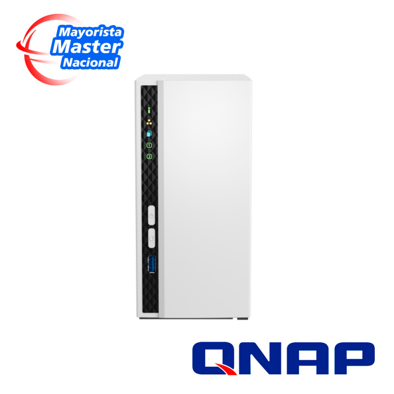 NAS QNAP TS-233-US / PROCESADOR ARM CORTEX-A55 / MEMORIA RAM 2GB / 2 BAHIAS FRONTALES SATA 3.5 PULGADAS Y 2.5 PULGADAS / 1 PUERT