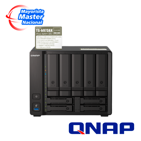 NAS QTS HERO QNAP TS-H973AX-32G-US / PROCESADOR AMD RYZEN / MEMORIA RAM 8GB / 5 BAHIAS FRONTALES SATA 3.5 PULGADAS MAS 4 BAHIAS 