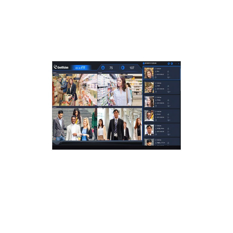 LICENCIA SOFTWARE GEOVISION GV-AI FR / 8 CANALES / ONVIF / TERCEROS / DONGLE USB (USAR SOLO CON GV-VMS V18 PARA GRABAR)