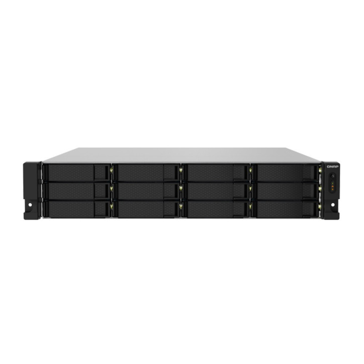 NAS 12 bahías frontales SATA 3.5 pulgadas y 2.5 Puertos SFP 10GbE y 2 5GbE Fuente de alimentación QNAP TS-1232PXU-RP-4G-US