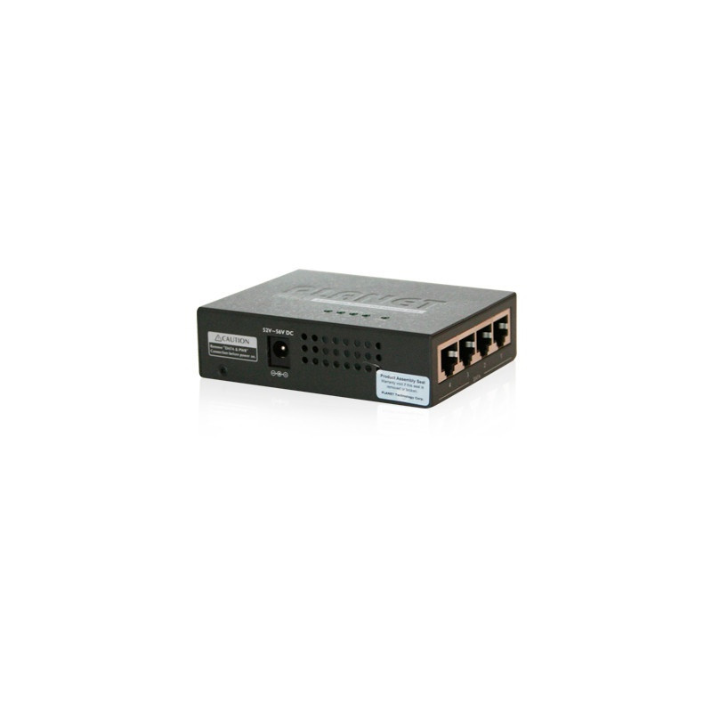 INYECTOR POE 4 PUERTOS / PLANET HPOE-460 / VELOCIDAD DE TRANSMISION 10/100/1000 MBPS / POE 802.3AT / 120W DE CONSUMO / RECINTO D