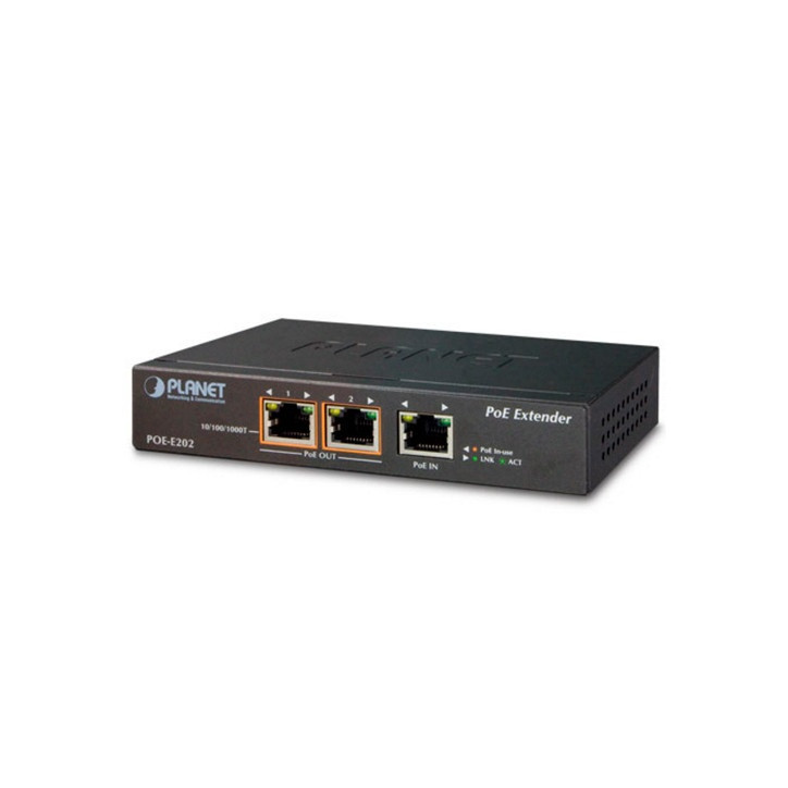 Extensor PoE Gigabit 2 puertos PoE Extiende PoE hasta 200 m PLANET POE-E202