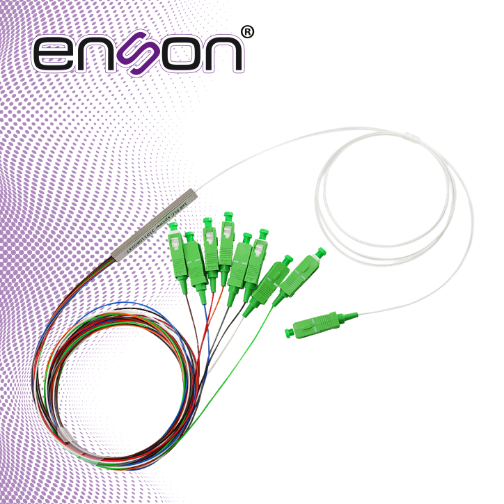 Splitter PLC Divisor óptico 1x8 1x8 conectores SC APC fibra óptica monomodo ENSON ENS-PLC1X8