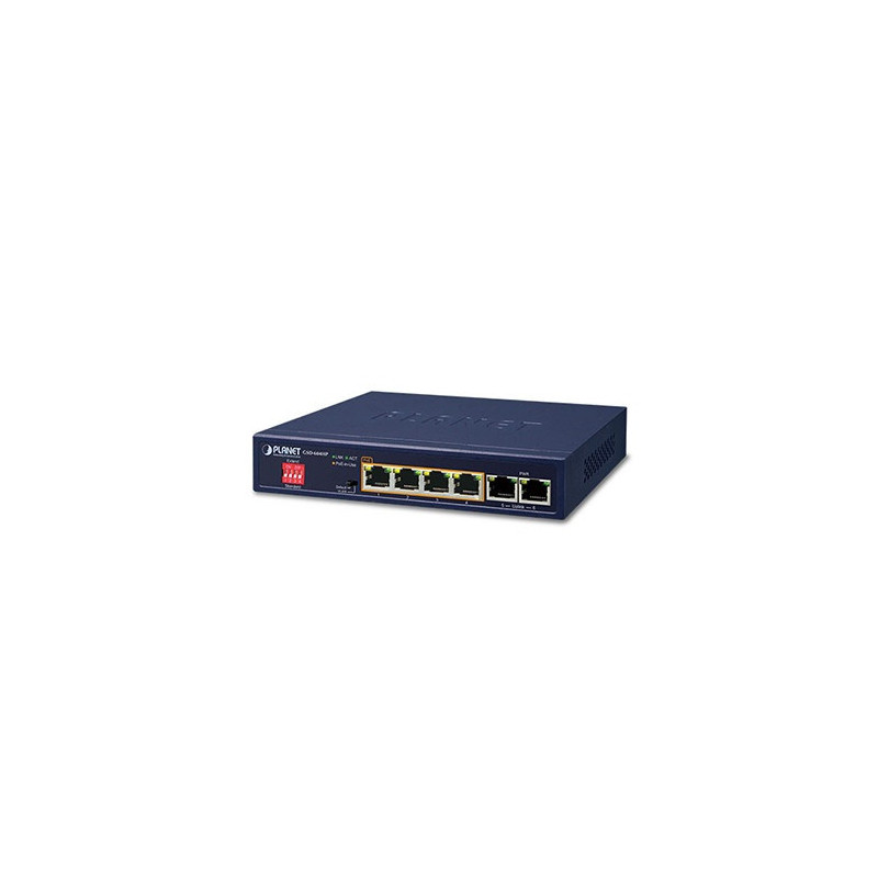 SWITCH NO ADMINISTRABLE / PLANET GSD-604HP / 6 PUERTOS RJ45 10/100/1000 MBPS / 4 PUERTOS POE 802.3AT/AF (PUERTOS 1 – 4) / SIN VE
