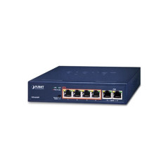 SWITCH NO ADMINISTRABLE PLANET FSD-604HP / 6 PUERTOS RJ45 FAST ETHERNET 10/100 MBPS / 4 PUERTOS CON POE 802.3AF/AT (PUERTOS 1 – 