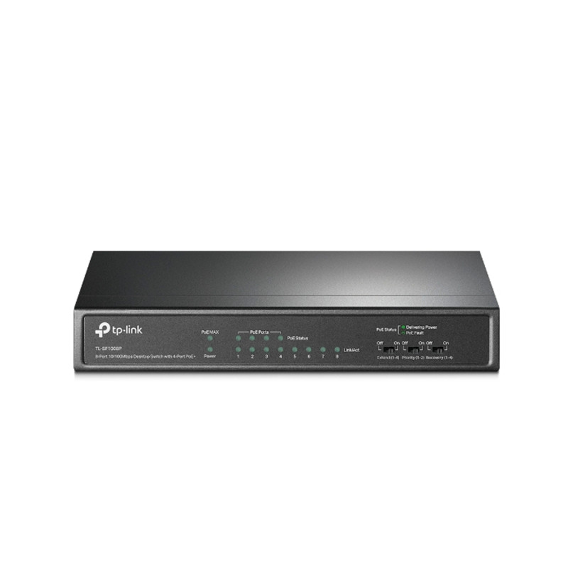 SWITCH NO ADMINISTRABLE TP-LINK TL-SF1008P/ 8 PUERTOS RJ45 10/100 MBPS/ 4 PUERTOS POE 802.3 AF/ SOPORTA POE MAXIMO 57 W PARA 4 P