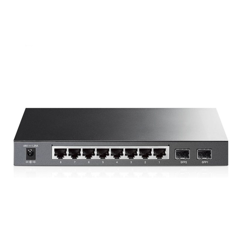 SWITCH ADMINISTRABLE TP-LINK SG2210P / 8 PUERTOS RJ45 POE AF 10/100/1000 MBPS/ 2 PUERTOS FIBRA OPTICA SFP (VACIO) GIGABIT/ POTEN