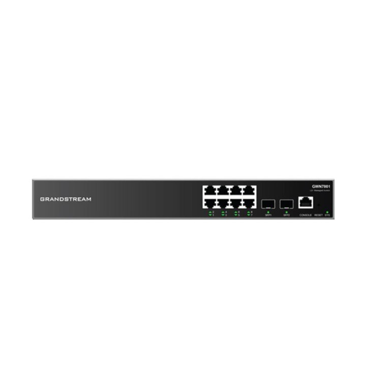 Switch administrable PoE+ capa 2 8 puertos Gigabit Ethernet 8 puertos PoE+ AF/AT 2 puertos Gigabit SFP GRANDSTREAM GWN7801P