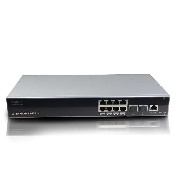 Switch administrable PoE+ Capa 3 8 puertos Gigabit 8 puertos PoE+ AF/AT 2 puertos SFP+ 10GIG GRANDSTREAM GWN7811P