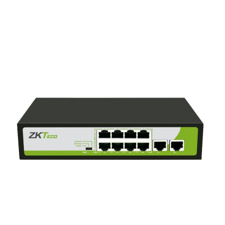 SWITCH ZKTECO PE082-120-C 8 PUERTOS RJ45 10/100 MBPS CON POE AF/AT + 2 PUERTO RJ45 100 MBPS NO ADMINISTRABLE ENERGIA TOTAL 150W 