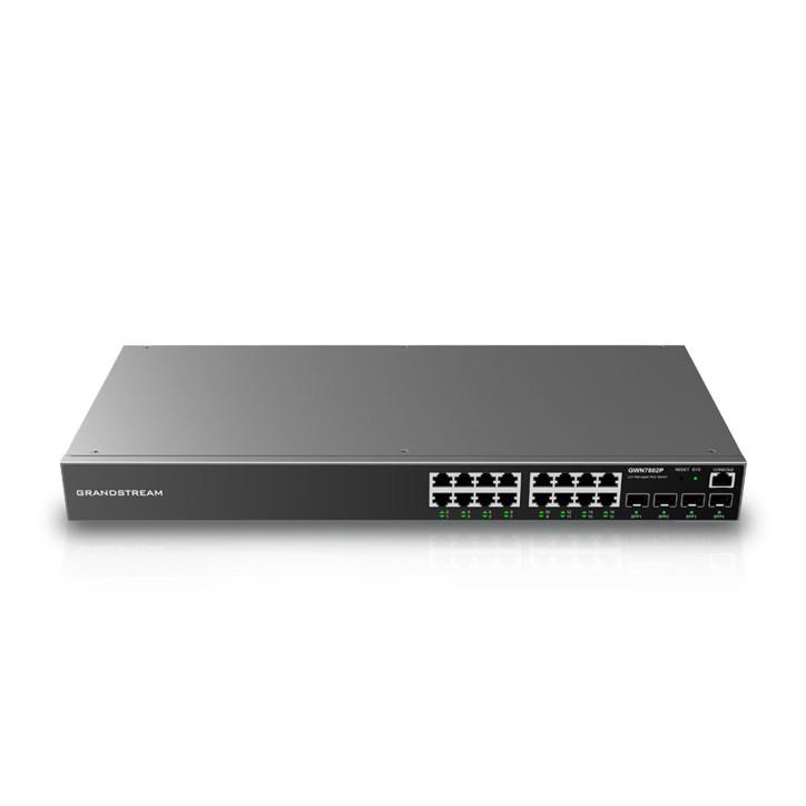 Switch administrable PoE+ 16 puertos Gigabit 16 puertos PoE+ AF/AT 4 puertos Gigabit SFP GRANDSTREAM GWN7802P