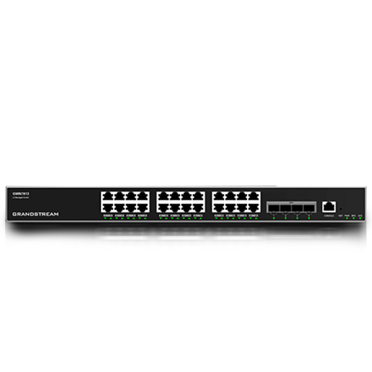 Switch administrable PoE+ capa 3 24 puertos Gigabit 24 puertos PoE+ AF/AT/BT 4 puertos SFP+ GRANDSTREAM GWN7813P