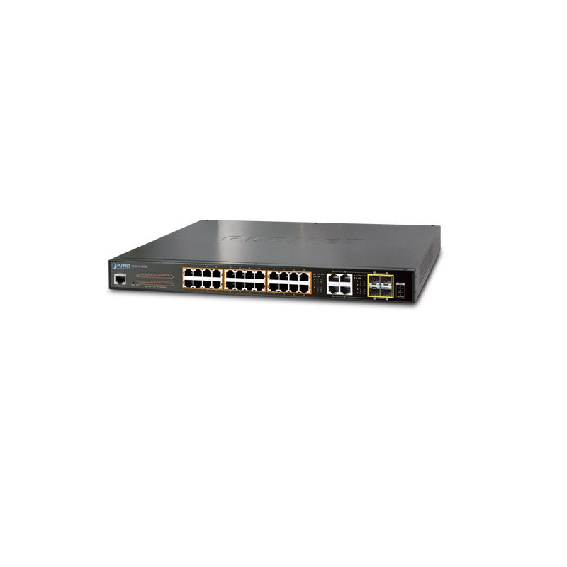 SWITCH ADMINISTRABLE PLANET GS-4210-24PL4C / 28 PUERTOS RJ45 10/100/1000 MBPS / 4 PUERTOS SFP 100/1000 MBPS / 24 PUERTOS CON INY