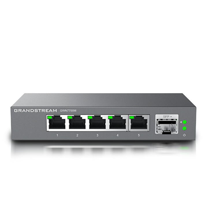 Switch no administrable 5 puertos multigigabit 1 puerto SFP 1/10Gbps montaje escritorio/pared GRANDSTREAM GWN7700M