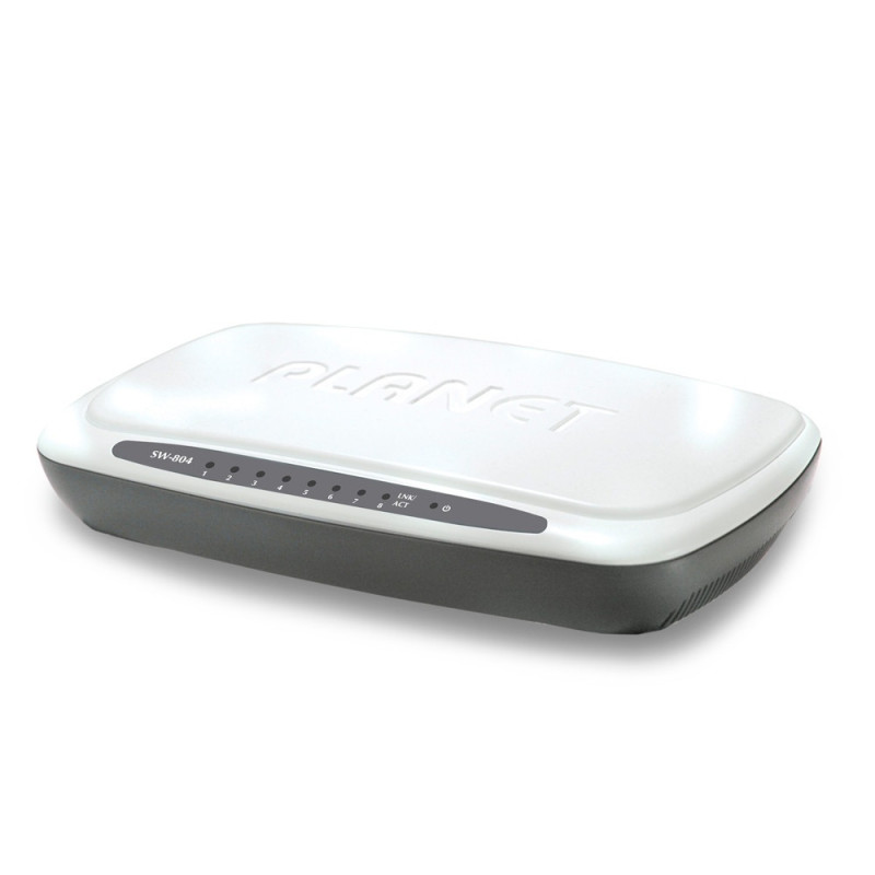 SWITCH NO ADMINISTRABLE DE 8 PUERTOS / PLANET SW-804 / 8 PUERTOS RJ45 10/100 MBPS MDI/MDI-X / PLASTICO / ALIMENTACION 5VDC