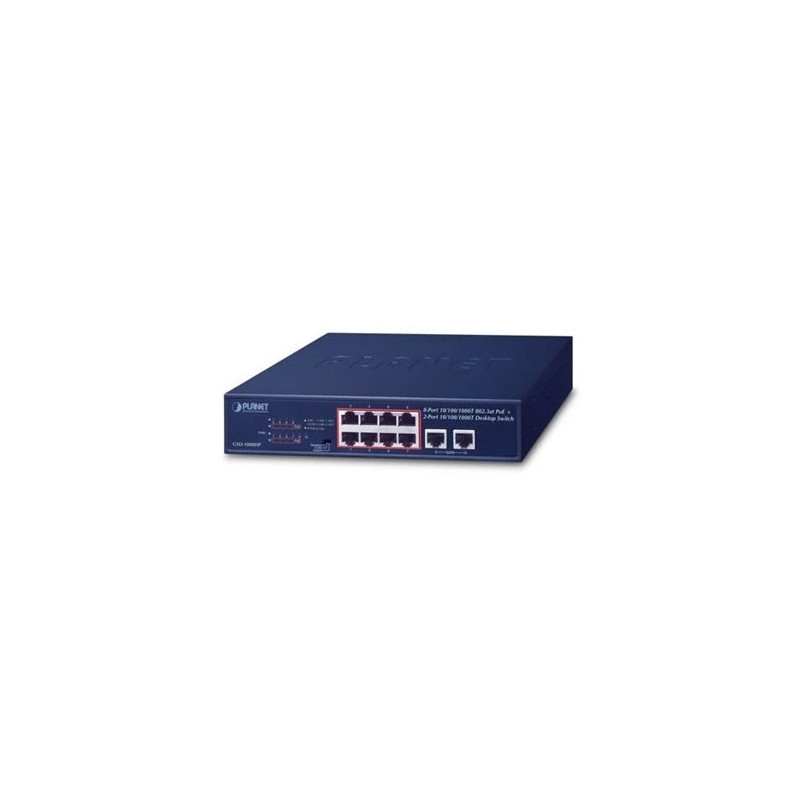 SWITCH PLANET GSD-1008HP NO ADMINISTRABLE /8 PUERTOS RJ45 VELOCIDAD DE TRANSMISION 10/100/1000 MBPS ALIMENTACION POE ACTIVO AF/A