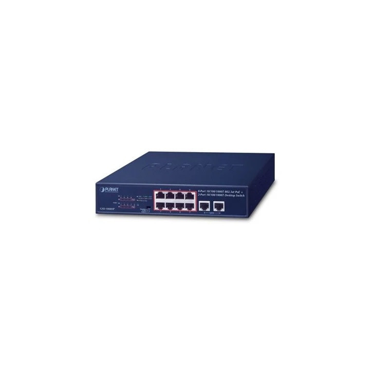 Switch PoE no administrable 8 puertos Gigabit Ethernet 10/100/1000 PoE 802.3af/at PLANET GSD-1008HP