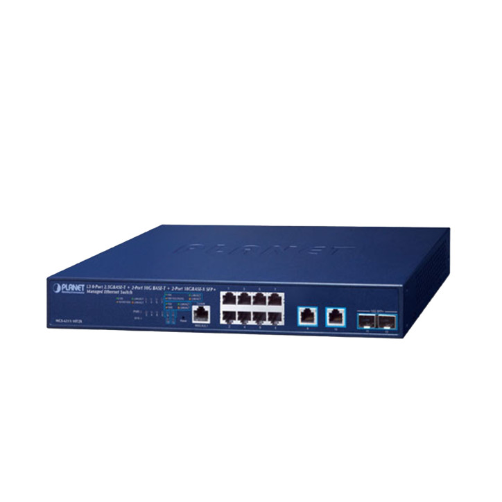 Switch administrable L3 Layer 3 8 puertos RJ45 10/100/1000/2500BASE-T 2 puertos 10GBASE-T RJ45 PLANET MGS-6311-10T2X