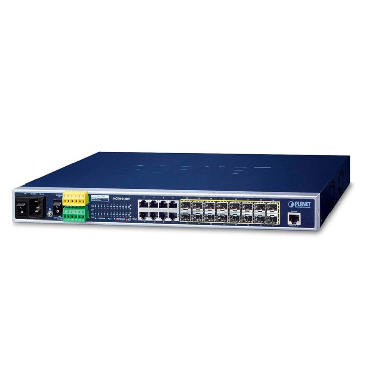Switch administrable L2 8 puertos RJ45 10/100/1 000Mbps 12 puertos SFP 100/1 000Mbps 4 puertos SFP 10G PLANET MGSW-24160F