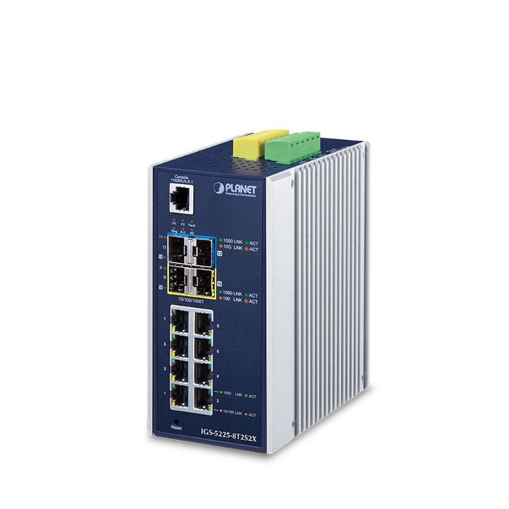 Switch industrial administrable L3+ Industrial L3+ administrable 8 puertos Gigabit RJ45 PLANET IGS-5225-8T2S2X