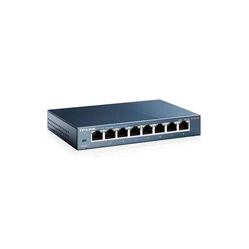 SWITCH NO ADMINISTRABLE TP-LINK TL-SG108/ 8 PUERTOS RJ45 10/100/1000 MBPS/ TECNOLOGIA GREEN ETHERNET AHORRA CONSUMO DE ENERGIA/ 
