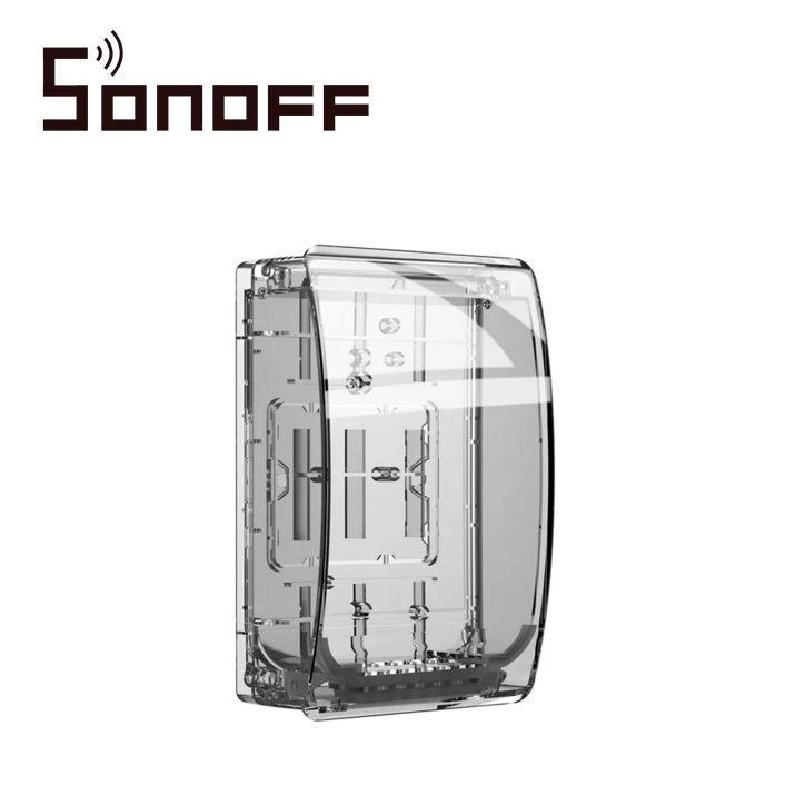Caja impermeable para dispositivos amplio espacio interno material PC V0 soporta montaje en exterior SONOFF WATERPOOF BOX R2
