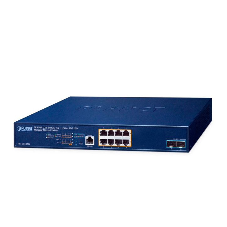 Switch PoE administrable de Capa 3 Capa 3 PoE+ 802.3at 8 puertos RJ45 2.5Gbps PLANET MGS-6311-8P2X Switch PoE administrable de Capa 3 Capa 3 PoE+ 802.3at 8 puertos RJ45 2.5Gbps PLANET MGS-6311-8P2X