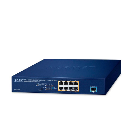 SWITCH POE NO-ADMINISTRABLE PLANET MGS-910XP / 8 PUERTOS RJ45 POE AF/AT 10M/100M/1G/2.5GBPS / 1 PUERTO SFP+ 10GBPS / BUDGET POE 