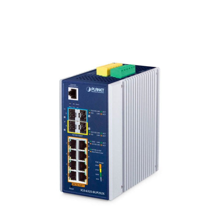 Switch industrial PoE gestionable L3 PoE hasta 95 watts por puerto 8 puertos Gigabit PoE Gestión Capa 3 PLANET IGS-6325-8UP2S2X Switch industrial PoE gestionable L3 PoE hasta 95 watts por puerto 8 puertos Gigabit PoE Gestión Capa 3 PLANET IGS-6325-8UP2S2X