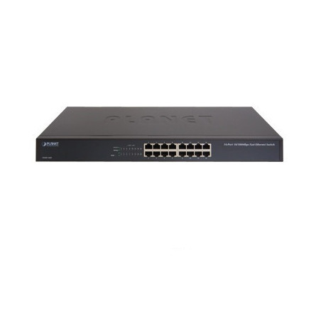 SWITCH NO ADMINISTRABLE / PLANET FNSW-1601 / 16 PUERTOS RJ45 / VELOCIDAD DE TRANSMISION 10/100 MBPS / DIP SWITCH (ESTANDAR, VLAN