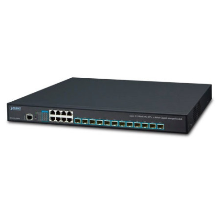 SWITCH ADMINISTRABLE L 3 PLANET XGS-6350-12X8TR / 8 PUERTOS RJ45 10/100/1,000MBPS / 12 PUERTOS SFP+ 1/10GBPS/ 1 PUERTO DE CONSOL
