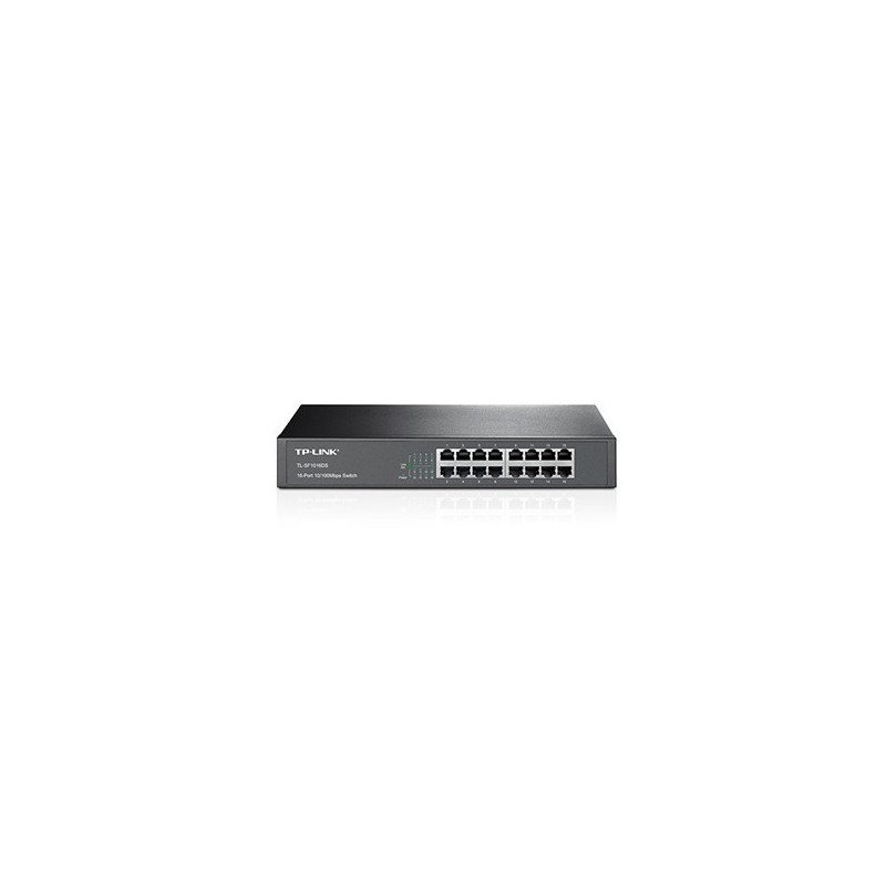 SWITCH NO ADMINISTRABLE TP-LINK TL-SF1016DS/ CUENTA CON 16 PUERTOS RJ45 10/100 MBPS/ MONTAJE EN RACK/ TECNOLOGIA GREEN ETHERNET 