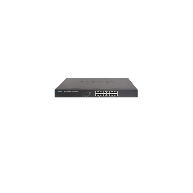 SWITCH 16 PUERTO RJ45 GIGABIT ETHERNET / VELOCIDAD DE TRANSMISION DE 10/100/1000 MBPS / PLANET GSW-1601 / NO ADMINISTRABLE / AUT