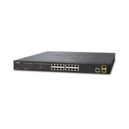 SWITCH PLANET GS-4210-16T2S/ ADMINISTRABLE-L2/L4/ 16 PUERTOS RJ45 VELOCIDAD DE TRANSMISION 10/100/1000 MBPS+ 2 PUERTOS FIBRA SFP