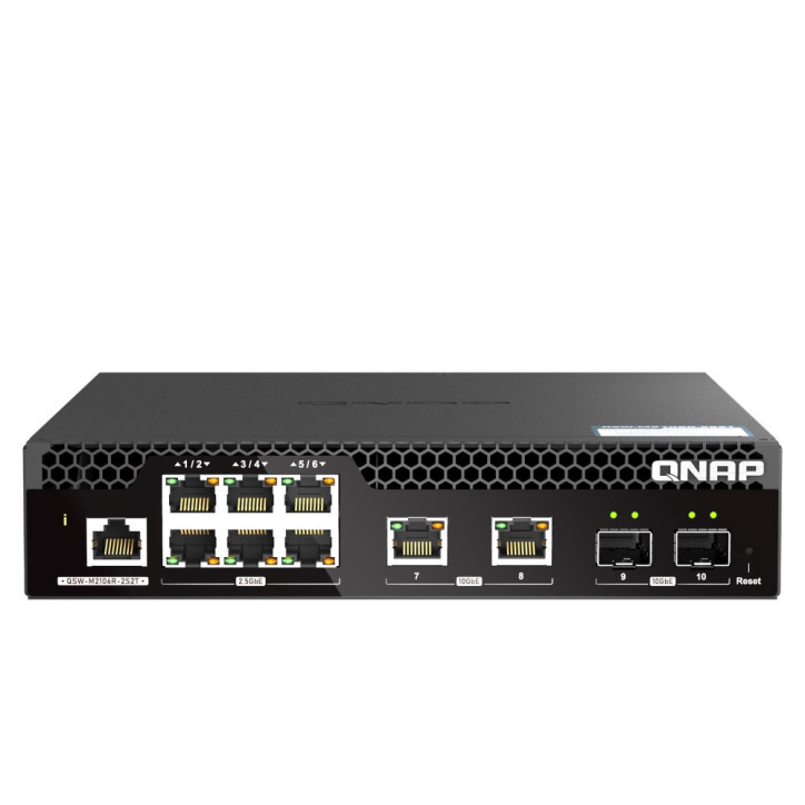 Switch gestionable L2 rackmount Multi-Gig gestionable Capa 2 6 puertos 2.5Gbps 2 puertos 10GbE RJ45 QNAP QSW-M2106R-2S2T-US Switch gestionable L2 rackmount Multi-Gig gestionable Capa 2 6 puertos 2.5Gbps 2 puertos 10GbE RJ45 QNAP QSW-M2106R-2S2T-US