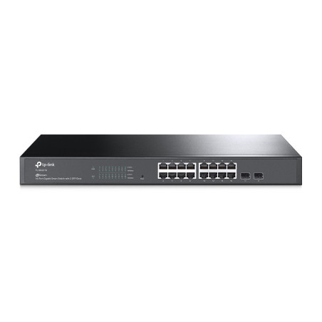 SWITCH ADMINISTRABLE JETSTREAM TP-LINK SG2218 / 16 PUERTOS RJ45 10/100/1000 MBPS 2 PUERTOS FIBRA OPTICA SFP (VACIO) GIGABIT/ MON