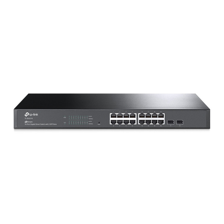 Switch administrable JetStream L2 16 puertos RJ45 10/100/1000 Mbps 2 ranuras SFP Gigabit Gestión centralizada TP-LINK SG2218