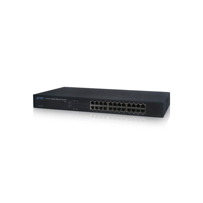 SWITCH 24 PUERTOS RJ45 GIGABIT ETHERNET 10/100/1000 MBPS / NO ADMINISTRABLE / PLANET GSW-2401 / RECINTO DE METAL / 15W DE CONSUM