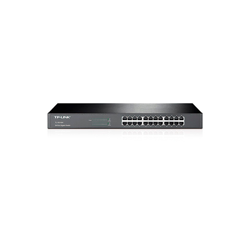 SWITCH NO ADMINISTRABLE TP-LINK TL-SG1024 CUENTA CON 24 PUERTOS RJ45 10/100/1000 MBPS MONTAJE EN RACK CARCASA METALICA DE 19 PUL