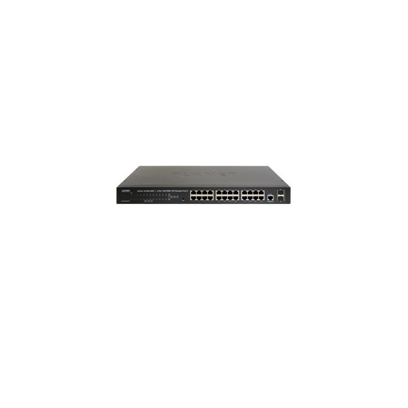 SWITCH 24 PUERTOS RJ45 GIGABIT ETHERNET 10/100/1000 MBPS / PLANET GS-4210-24T2S / 2 RANURAS MINI-GBIC / SFP 100/1000 MPBS / SWIT