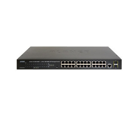 SWITCH 24 PUERTOS RJ45 GIGABIT ETHERNET 10/100/1000 MBPS / PLANET GS-4210-24T2S / 2 RANURAS MINI-GBIC / SFP 100/1000 MPBS / SWIT